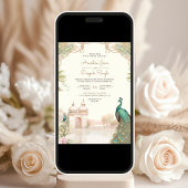 ヴィンテージエレガントピーコックインディアンパレス結婚ズ 招待状