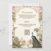 ヴィンテージエレガントピーコックガーデンインディアン結婚ズ 招待状 (裏面)