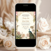 ヴィンテージエレガントピーコックガーデンインディアン結婚ズ 招待状