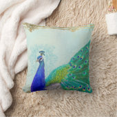 ヴィンテージエレガントピーコックテールフェザー絵画アート クッション (ブランケット)
