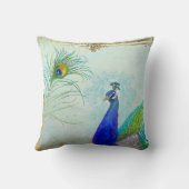 ヴィンテージエレガントピーコックテールフェザー絵画アート クッション (裏面)