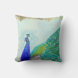ヴィンテージエレガントピーコックテールフェザー絵画アート クッション