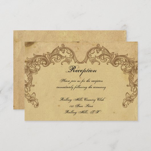 ヴィンテージエレガントピーコックポーシュウェディングレセプション 招待状 (正面/裏面)