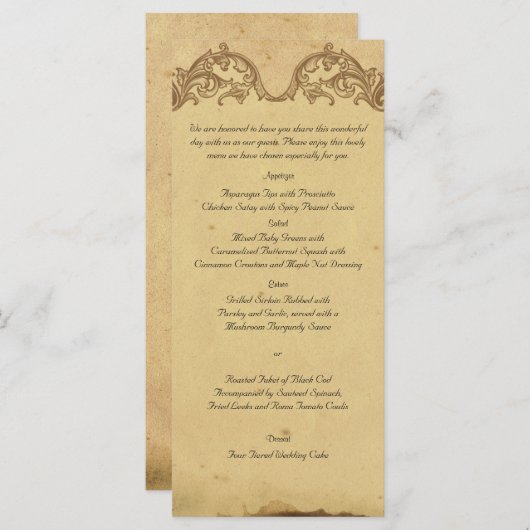 ヴィンテージエレガントピーコックポ結婚スのメニュー メニュー (正面/裏面)
