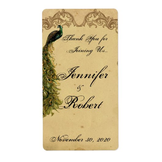 ヴィンテージエレガントピーコックポ結婚スのワインラベル ラベル (正面)