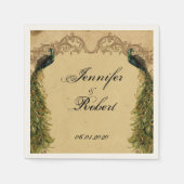 ヴィンテージエレガントピーコックポ結婚スナプキン スタンダードカクテルナプキン (正面)