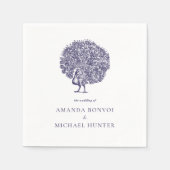 ヴィンテージエレガントピーコックミッドナイト結婚ブルー スタンダードカクテルナプキン (正面)