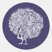 ヴィンテージエレガントピーコックミッドナイト結婚ブルー ラウンドシール (正面)