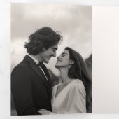 ヴィンテージエレガントピーコックミッドナイト結婚ブルー 三つ折り招待状 (内部最初)