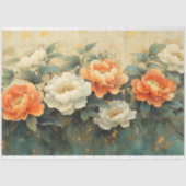 ヴィンテージエレガントピーチ牡丹フローラアートデカップージ 薄葉紙 (正面)