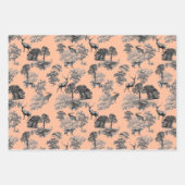 ヴィンテージエレガントピーチ白黒トイレディアウッズ ラッピングペーパーシート (正面)