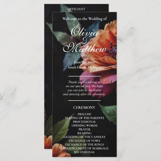 ヴィンテージエレガントピーチ赤フローラムーディボホ (正面/裏面)