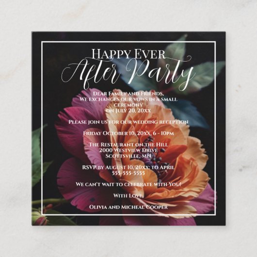 ヴィンテージエレガントピーチ赤フローラムーディボホ エンクロージャーカード (正面)