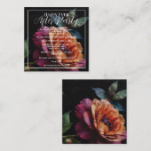 ヴィンテージエレガントピーチ赤フローラムーディボホ エンクロージャーカード (正面/裏面)