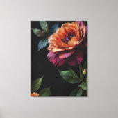 ヴィンテージエレガントピーチ赤フローラムーディボホ キャンバスプリント (正面)