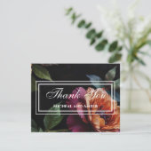 ヴィンテージエレガントピーチ赤フローラムーディボホ サンキューカード (スタンド正面)