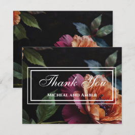 ヴィンテージエレガントピーチ赤フローラムーディボホ サンキューカード