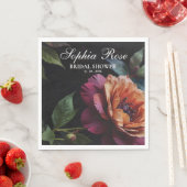 ヴィンテージエレガントピーチ赤フローラムーディボホ スタンダードランチョンナプキン (インサイチュ)