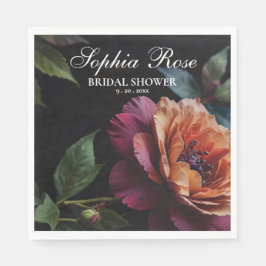 ヴィンテージエレガントピーチ赤フローラムーディボホ スタンダードランチョンナプキン