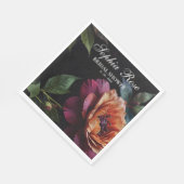 ヴィンテージエレガントピーチ赤フローラムーディボホ スタンダードランチョンナプキン (角)