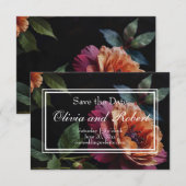 ヴィンテージエレガントピーチ赤フローラムーディボホ セーブザデート (正面/裏面)