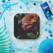 ヴィンテージエレガントピーチ赤フローラムーディボホ ペーパープレート (パーティー)