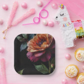 ヴィンテージエレガントピーチ赤フローラムーディボホ ペーパープレート (パーティー)