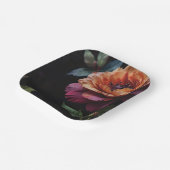 ヴィンテージエレガントピーチ赤フローラムーディボホ ペーパープレート (傾斜あり)