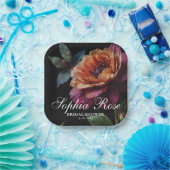 ヴィンテージエレガントピーチ赤フローラムーディボホ ペーパープレート (パーティー)