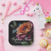 ヴィンテージエレガントピーチ赤フローラムーディボホ ペーパープレート (パーティー)