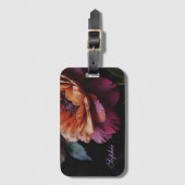 ヴィンテージエレガントピーチ赤フローラムーディボホ ラゲッジタグ (正面縦)