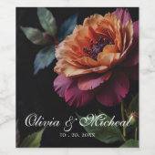 ヴィンテージエレガントピーチ赤フローラムーディボホ ワインラベル (シングルラベル)