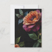 ヴィンテージエレガントピーチ赤フローラムーディボホ 出欠カード (裏面)