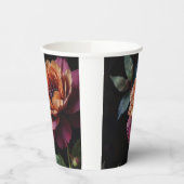 ヴィンテージエレガントピーチ赤フローラムーディボホ 紙コップ (左)