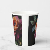 ヴィンテージエレガントピーチ赤フローラムーディボホ 紙コップ (右)