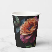 ヴィンテージエレガントピーチ赤フローラムーディボホ 紙コップ (正面)