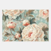 ヴィンテージエレガントピーニーパステルフローラギフト ラッピングペーパーシート (正面3)