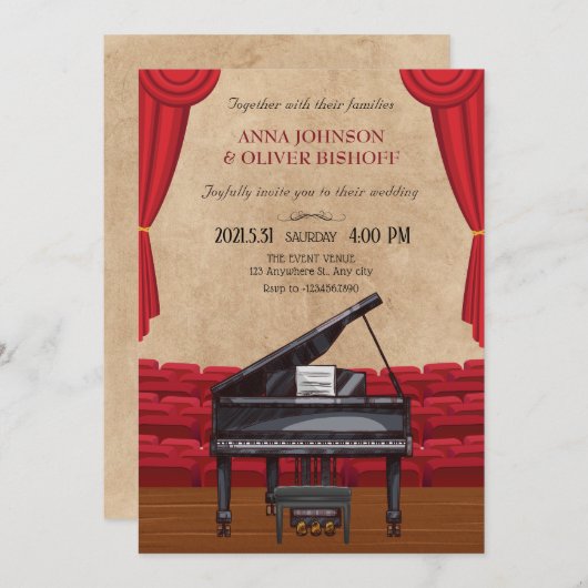 ヴィンテージエレガントピ結婚アノ 招待状 (正面/裏面)