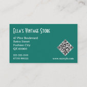 ヴィンテージエレガントファッションQRコードレトロタイルパターン 名刺 (裏面)