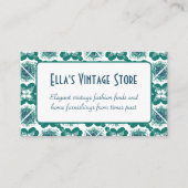 ヴィンテージエレガントファッションQRコードレトロタイルパターン 名刺 (正面)