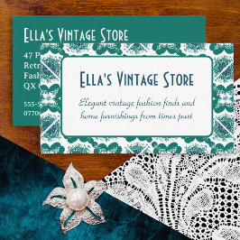 ヴィンテージエレガントファッションQRコードレトロタイルパターン 名刺