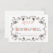 ヴィンテージエレガントフビクトリアンローシュ結婚式RSVP 出欠カード (正面/裏面)