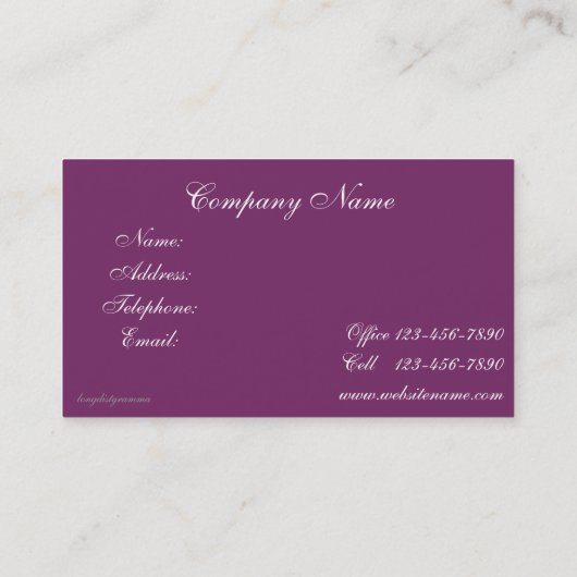 ヴィンテージエレガントフランスのカントリー名刺 名刺 (裏面)