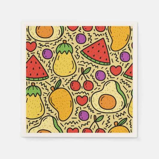 ヴィンテージエレガントフルーツ家族の夕食のために混合。 スタンダードカクテルナプキン (正面)