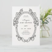 ヴィンテージエレガントフレームのアートベイビーシャワー 招待状 (スタンド正面)
