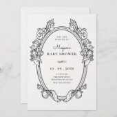 ヴィンテージエレガントフレームのアートベイビーシャワー 招待状 (正面/裏面)