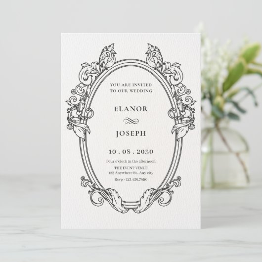 ヴィンテージエレガントフレーム結婚アートの写真 招待状 (スタンド正面)