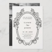 ヴィンテージエレガントフレーム結婚アートの写真 招待状 (正面/裏面)