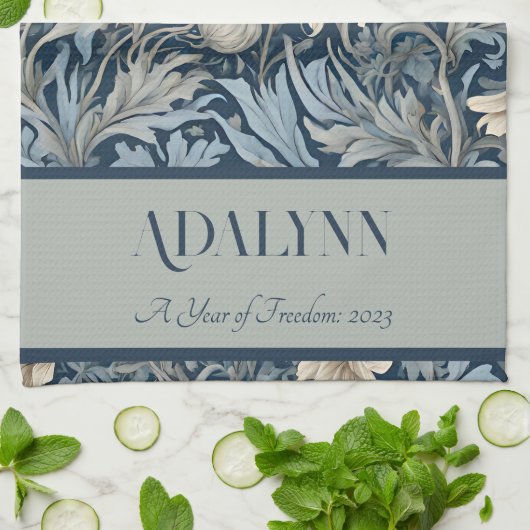 ヴィンテージエレガントフローラの母への退職金 キッチンタオル (折り畳み)