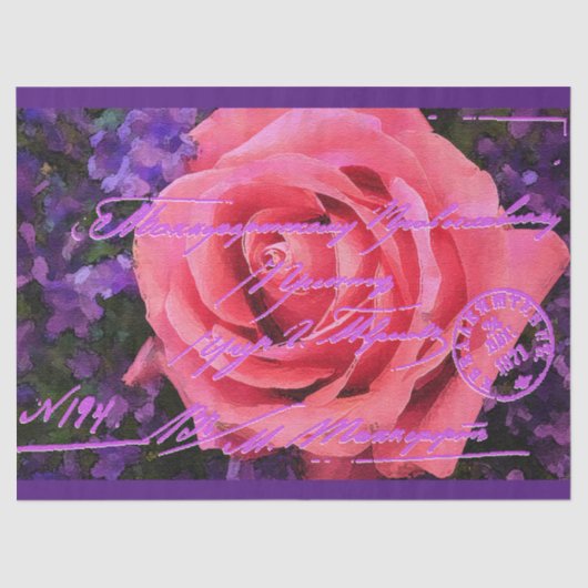 ヴィンテージエレガントフローラはがきティッシュペーパー 薄葉紙 (正面)